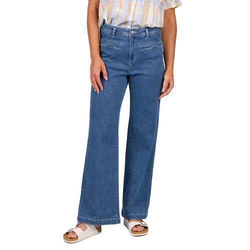 Vassalli Wide Leg Full Length Jean Blue Wash